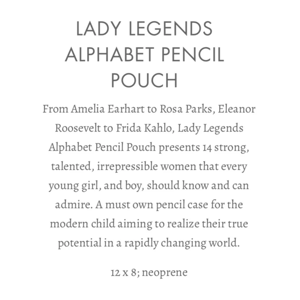 Alphabet Legends Lady Legends Alphabet Pencil Pouch
